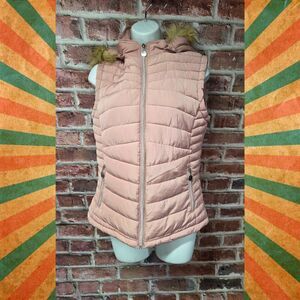 YMI Blush Pink Quilted Puffer Vest with Hood